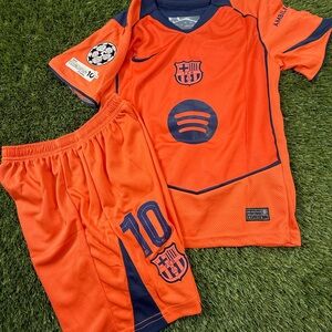 Nike Kids Barcelona Orange Soccer Jersey Set